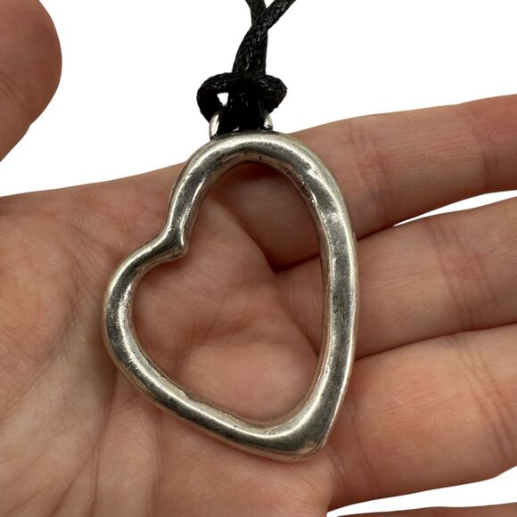 J. Jill Silver Heart Pendant Necklace Interchangeable Cord Rustic COMPASSION NWT - Picture 7 of 15